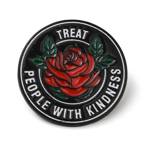 

PandaHall Inspirational Word Treat People with Kindness & Flower Enamel Pins, Black Alloy Badge for Women, Red, 30.5x2mm Alloy+Enamel Flower...