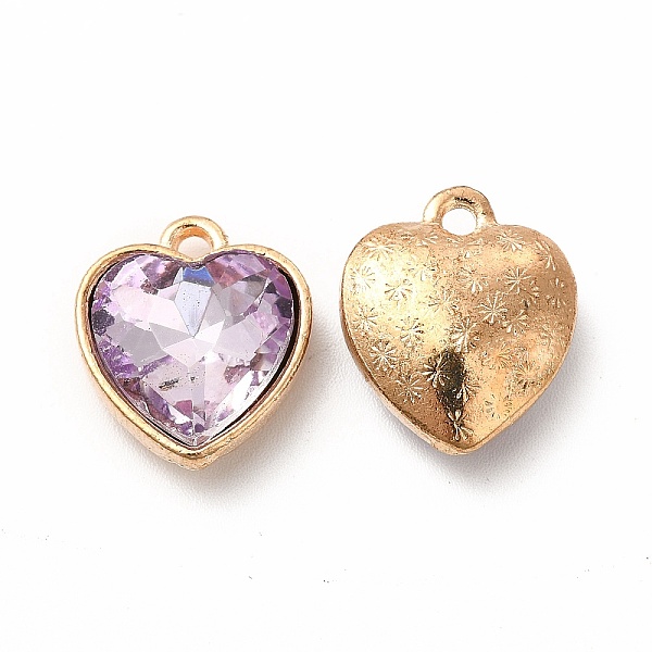 

PandaHall Faceted Glass Rhinestone Pendants, with Golden Tone Zinc Alloy Findings, Heart Charms, Lilac, 16.5x14x6.5mm, Hole: 1.6mm..., Purple