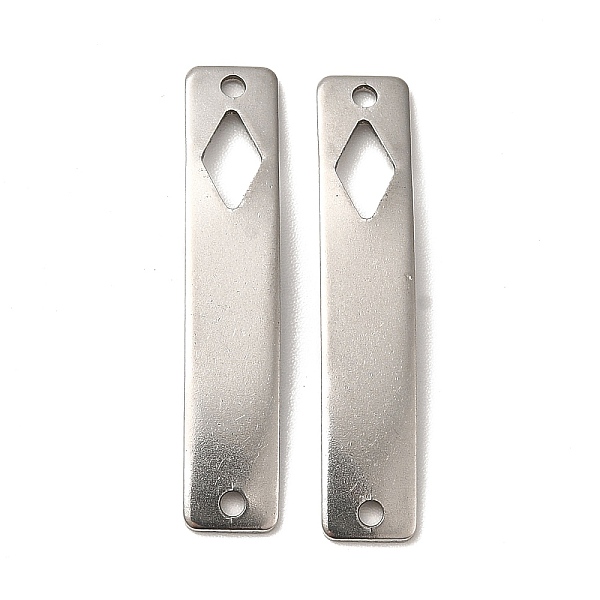

PandaHall 201 Stainless Steel Connector Charms, Curved Rectangle Links with Hollow Pattern, Stainless Steel Color, Rhombus, 30x6x0.8mm, Hole...