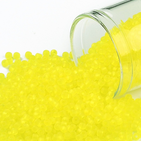 

PandaHall TOHO Round Seed Beads, Japanese Seed Beads, (12F) Matte Lemon, 11/0, 2.2mm, Hole: 0.8mm, about 5555pcs/50g Glass Yellow