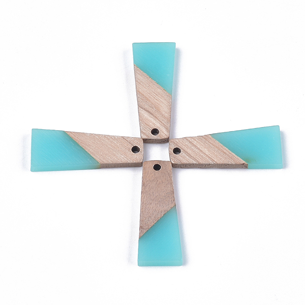 

PandaHall Resin & Wood Pendants, Trapezoid, Turquoise, 30x12x3mm, Hole: 2mm Resin+Wood Trapezoid Green