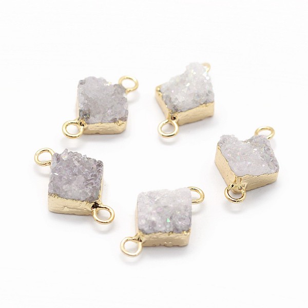 

PandaHall Natural Druzy Quartz Links connectors, with Brass Findings, Rhombus, Golden, Gainsboro, 20~22x12~14x6~8mm, Hole: 2.5mm Quartz..., Gray