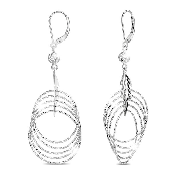 

PandaHall SHEGRACE Rhodium Plated 925 Sterling Silver Leverback Earrings, Ring and Teardrop, Platinum, 65mm Sterling Silver