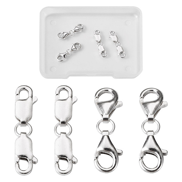 4 Sets 2 Styles Double 925 Sterling Silver Lobster Claw Clasps