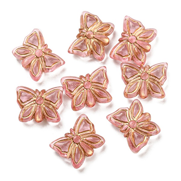 

PandaHall Plating Transparent Acrylic Beads, Golden Metal Enlaced, Butterfly, Pale Violet Red, 11x14.5x5mm, Hole: 1.8mm, 740pcs/500g Acrylic...