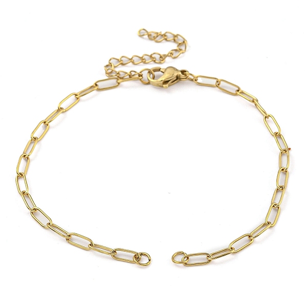 

PandaHall 304 Stainless Steel Paperclip Chains Bracelet Making, with Lobster Claw Clasps and Chain Extenders, Golden, 7 inch(17.8cm), Hole...