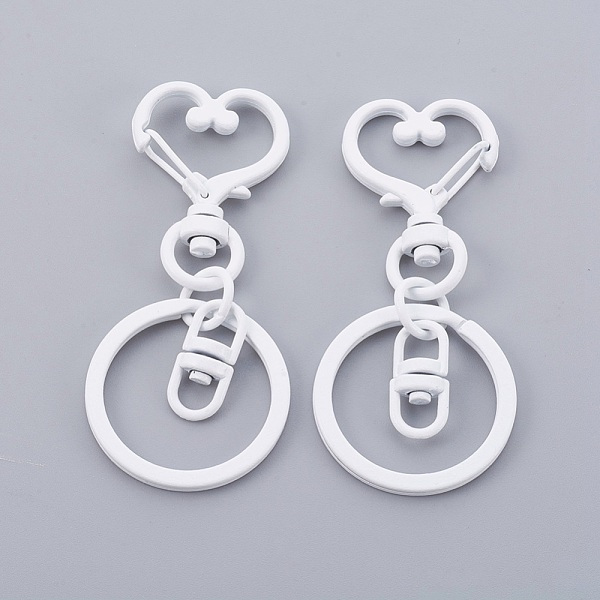 

PandaHall Iron Heart Split Key Rings, Keychain Clasp Findings, Lead Free & Nickel Free, White, 68x30x6mm Iron Heart White