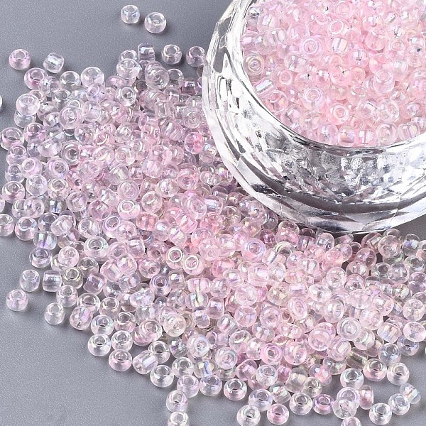 

PandaHall 8/0 Glass Seed Beads, Inside Colours, Round Hole, Round, Transparent Colours Rainbow, Plum, 8/0, 3~4x2~3mm, Hole: 0.8mm, about..., Purple