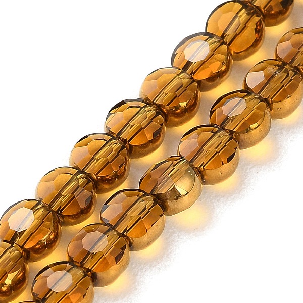 

PandaHall Electroplate Glass Beads Strands, Faceted, Flat Round, Goldenrod, 4x3mm, Hole: 0.8mm, about 74~75pcs/strand, 11.61''(29.5cm) Glass..., Gold