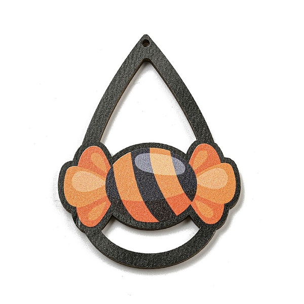 

PandaHall Wood Pendants, Halloween Theme, Orange, Candy, 50x42x2.5mm, Hole: 2mm Wood Candy Orange
