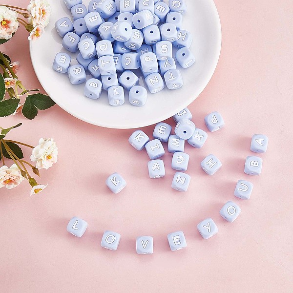 

PandaHall 20Pcs Blue Cube Letter Silicone Beads 12x12x12mm Square Dice Alphabet Beads with 2mm Hole Spacer Loose Letter Beads for Bracelet...