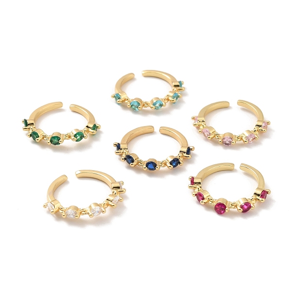 

PandaHall Rhinestone Flat Round Open Cuff Ring, Real 18K Gold Plated Brass Jewelry for Women, Cadmium Free & Lead Free, Mixed Color, US Size..., Multicolor