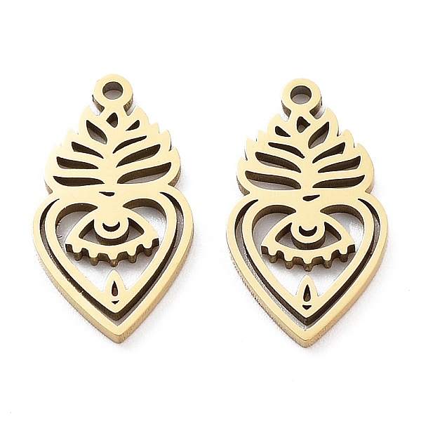 

PandaHall Ion Plating(IP) 316L Surgical Stainless Steel Pendants, Sacred Heart with Heart Charm, Real 18K Gold Plated, 17x9x1mm, Hole: 1mm...