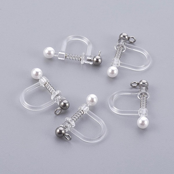

PandaHall Plastic Clip-on Earring Findings, with Shell Pearl and 316 Surgical Stainless Steel Findings, Stainless Steel Color, 17.5x11.5x3mm...