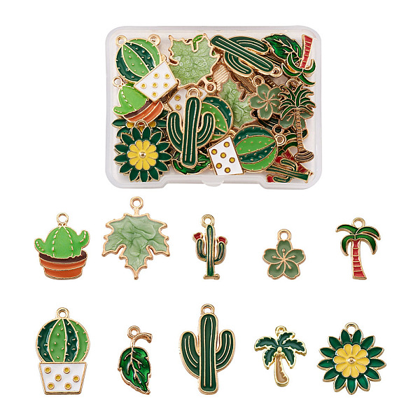 

PandaHall Beadthoven 40Pcs 10 Styles Alloy Pendants, Light Gold, Mixed Color, 4pcs/style Alloy+Enamel Mixed Shapes Multicolor