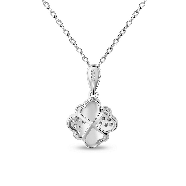 

PandaHall SHEGRACE Rhodium Plated 925 Sterling Silver Pendant Necklace, with Micro Pave AAA Cubic Zirconia, Four Leaf Clover, Platinum..., Clear