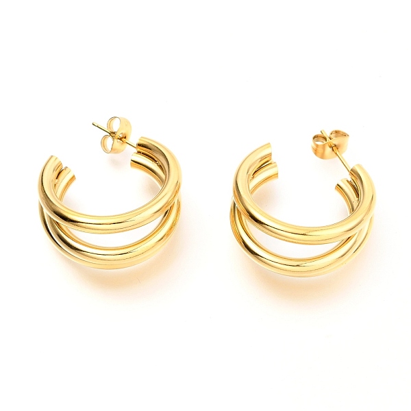 

PandaHall 304 Stainless Steel Half Hoop Earrings, with Ear Nuts, Golden, 30x24x12~18mm, Pin: 0.8mm 304 Stainless Steel Letter