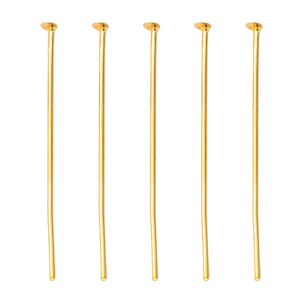 

PandaHall Iron Flat Head Pins, Cadmium Free & Nickel Free & Lead Free, Golden, 30x0.75~0.8mm, 20 Gauge, about 336pcs/50g, Head: 2mm Iron