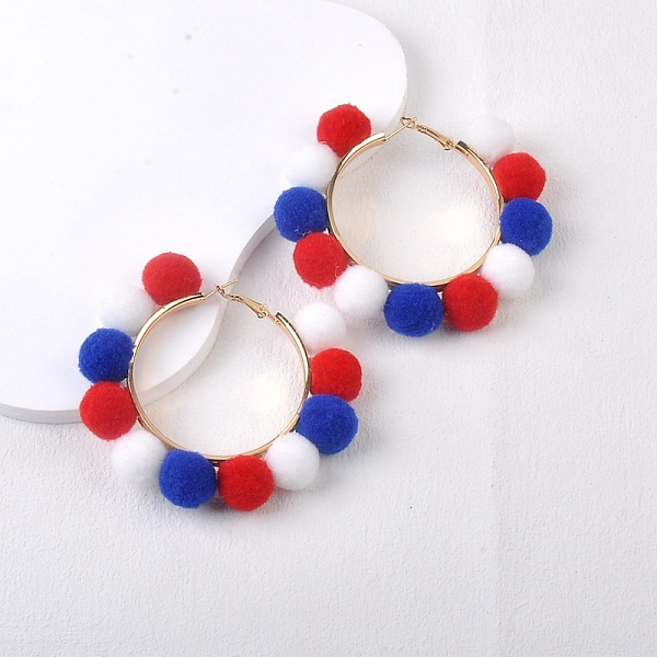 Boucles d'oreilles créoles rondes en tissu pour la fête de l'indépendance