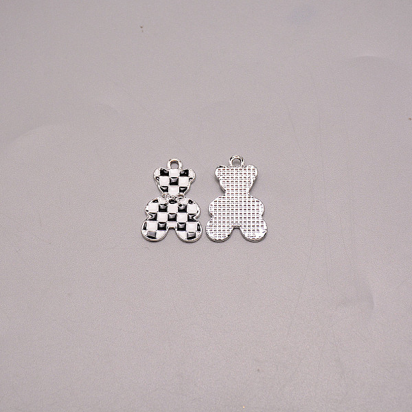 

PandaHall Alloy Enamel Pendants, Bear with Grid Pattern, Platinum, Black, 24x16.5x2.5mm, Hole: 2mm Alloy+Enamel Bear Black