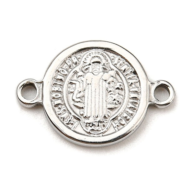 

PandaHall Religion 304 Stainless Steel Connector Charms, Flat Round with God & Holy Writ Links, Stainless Steel Color, 10x15x1.5mm, Hole...