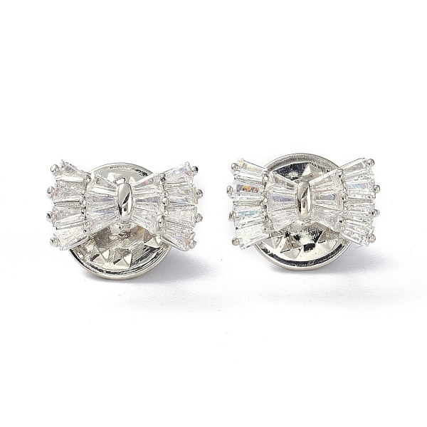 

PandaHall Sparkling Bowknot Brooch Pin, Brass Cubic Zirconia Breastpin for Bride Girl Women, Platinum, 9x15x13mm Brass+Cubic Zirconia Clear