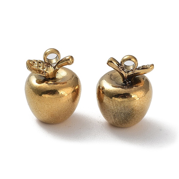 

PandaHall Ion Plating(IP) 304 Stainless Steel Charm, 3D Apple Charm, Real 18K Gold Plated, 11x8mm, Hole: 1.6mm 304 Stainless Steel Apple
