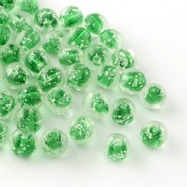 

PandaHall Handmade Luminous Lampwork Beads, Round, Green, 8mm, Hole: 1mm Lampwork Round Green
