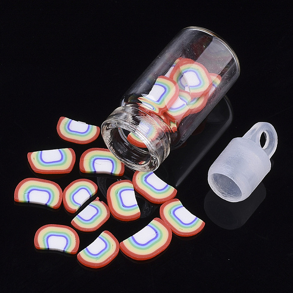 

PandaHall Handmade Polymer Clay Nail Art Decoration Accessories, with Glass Wishing Bottle and CCB Plastic Bottle Stopper, Bread, Colorful...