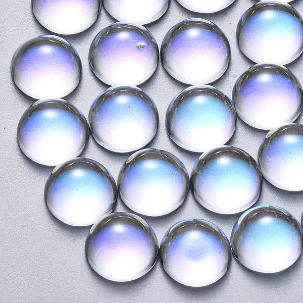 

PandaHall Transparent Glass Cabochons, AB Color Plated, Half Round/Dome, Clear AB, 12x6mm Glass Half Round White