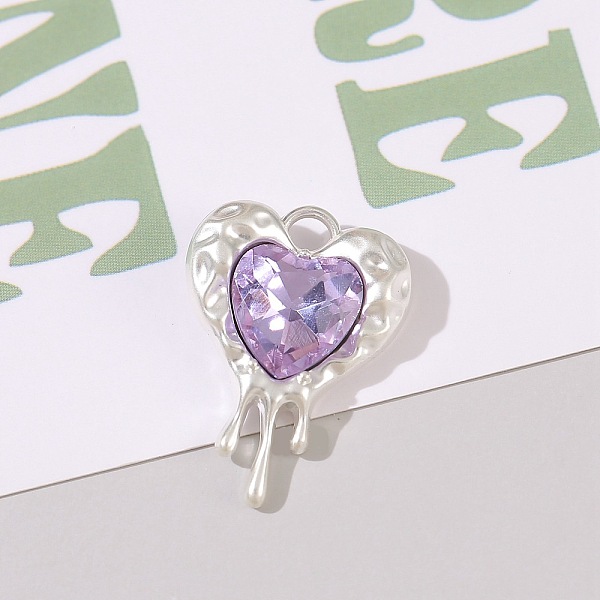 

PandaHall Alloy Rhinestone Charms, Matte Silver Color, Heart, Violet, 24x17mm Alloy+Rhinestone Heart Purple