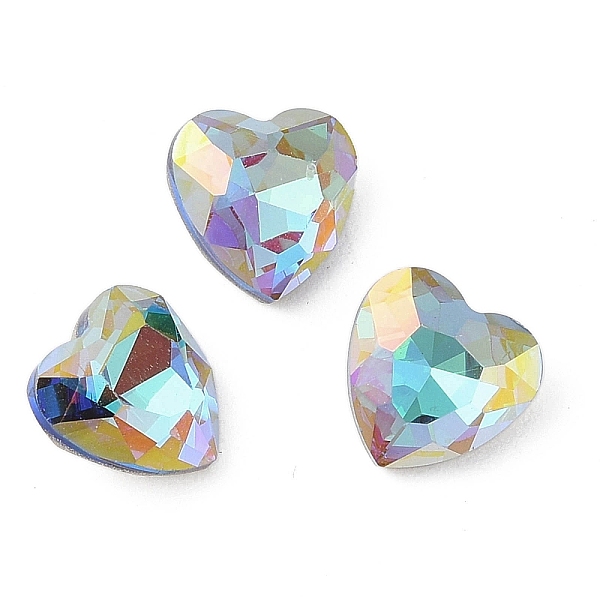 

PandaHall Glass Rhinestone Cabochons, Flat Back & Back Plated, Faceted, Heart, Bermuda Blue, 10x10x5mm Glass Rhinestone Heart Blue