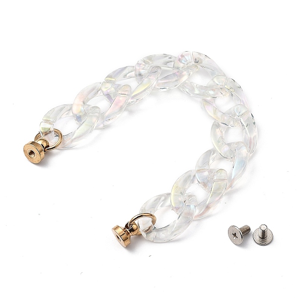 

PandaHall Transparent Acrylic Curb Chain for DIY Keychains, Phone Case Decoration Jewelry Accessories, with Brass Screw Nuts and Iron Screws..., White