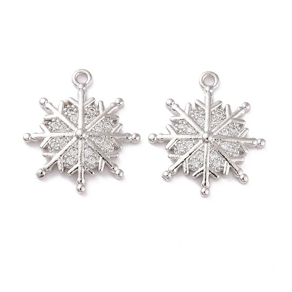 

PandaHall Brass Micro Pave Clear Cubic Zirconia Pendants, Cadmium Free & Lead Free, Snowflake, Platinum, 18x16x2.5mm, Hole: 1.2mm...