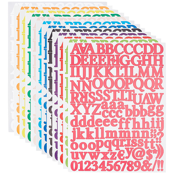 PandaHall CRASPIRE 12 Sheets 12 Colors Letter Number Stickers Small Colorful Self Adhesive Alphabet Stickers Kit Sticky Decals Letters for...