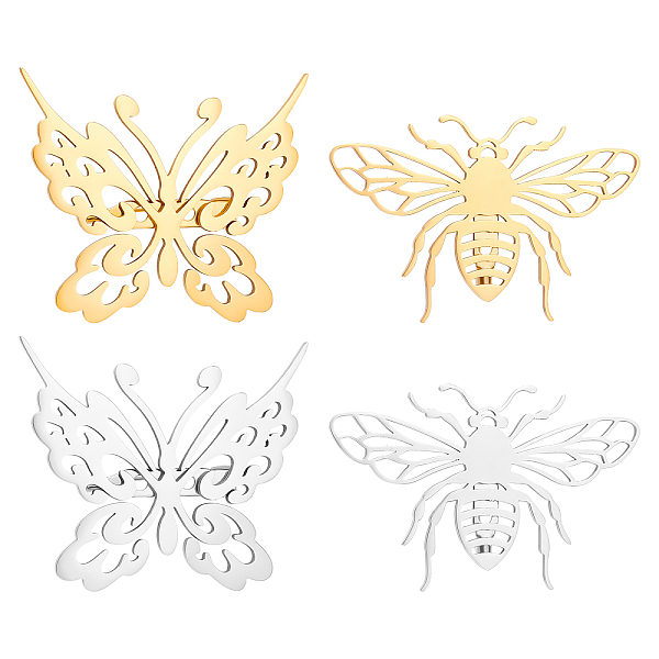 

PandaHall Unicraftale 4Pcs 4 Style Butterfly & Bee Brooches, 201 Stainless Steel Insect Lapel Pins for Backpack Clothes, Golden & Stainless...