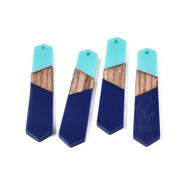 

PandaHall Opaque Resin & Walnut Wood Pendants, Polygon, Midnight Blue, 49.5x12.5x4mm, Hole: 2mm Resin+Wood Polygon