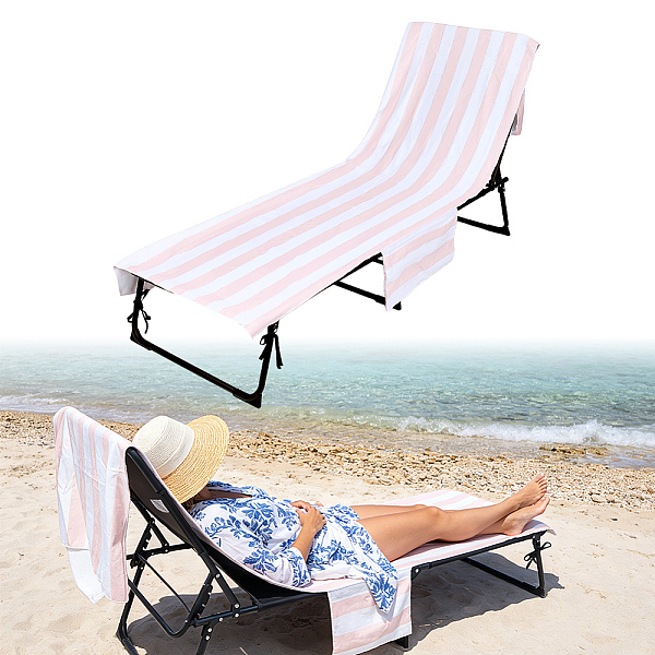 Housse de chaise de plage rayée en polyester