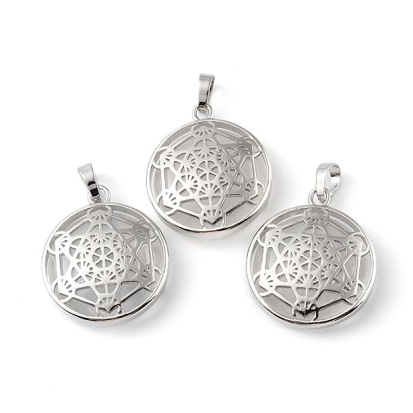 

PandaHall Natural Quartz Crystal Pendants, Rock Crystal Pendants, with Rack Plating Brass Findings, Cadmium Free & Lead Free, Flat Round...