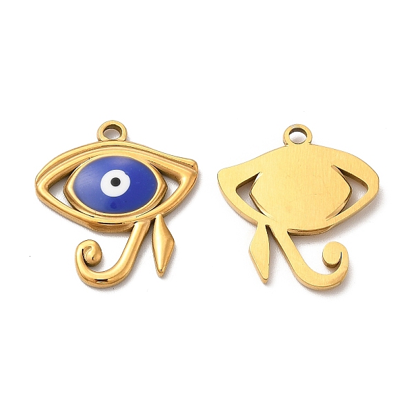 

PandaHall 201 Stainless Steel Pendants, with Enamel, Eye of Horus, Real 18K Gold Plated, 21.5x20x2mm, Hole: 2mm Stainless Steel+Enamel Eye..., Blue