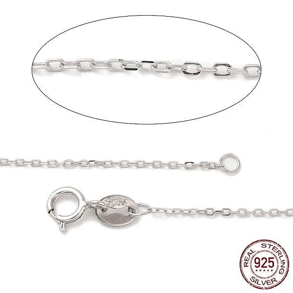 Trendy Unisex Rhodium Plated 925 Sterling Silver Cable Chains Necklaces