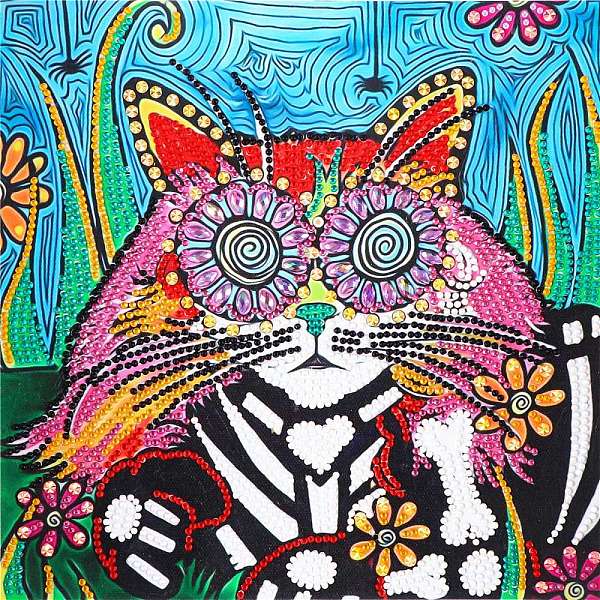 

PandaHall DIY Diamond Painting Kits, Including Resin Rhinestones Bag, Diamond Sticky Pen, Tray Plate and Glue Clay, Cat Shape, 400x300mm...
