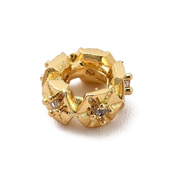 

PandaHall Rack Plating Brass Cubic Zirconia Spacer Beads, Cadmium Free & Lead Free, Long-Lasting Plated, Column with Snowflake, Real 18K..., Clear