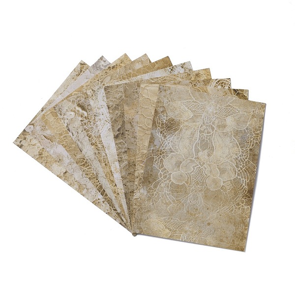 

PandaHall 30 Sheets 10 Styles Vintage Lace Flower Scrapbook Paper Pads, for DIY Album Scrapbook, Greeting Card, Background Paper, Peru..., Brown