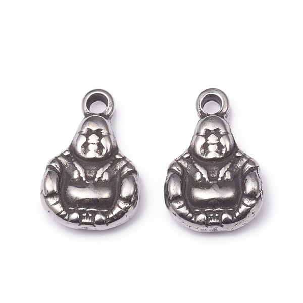 

PandaHall 304 Stainless Steel Pendants, Buddha, Antique Silver, 15x10.5x4.5mm, Hole: 1.6mm 304 Stainless Steel Human