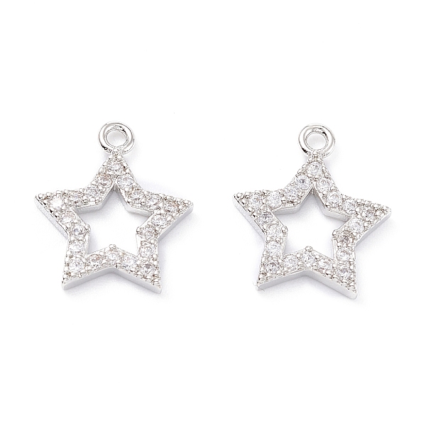 

PandaHall Rack Plating Brass Micro Pave Cubic Zirconia Charms, Long-Lasting Plated, Star, Platinum, 13.5x12x2mm, Hole: 1.2mm Brass+Cubic..., Clear