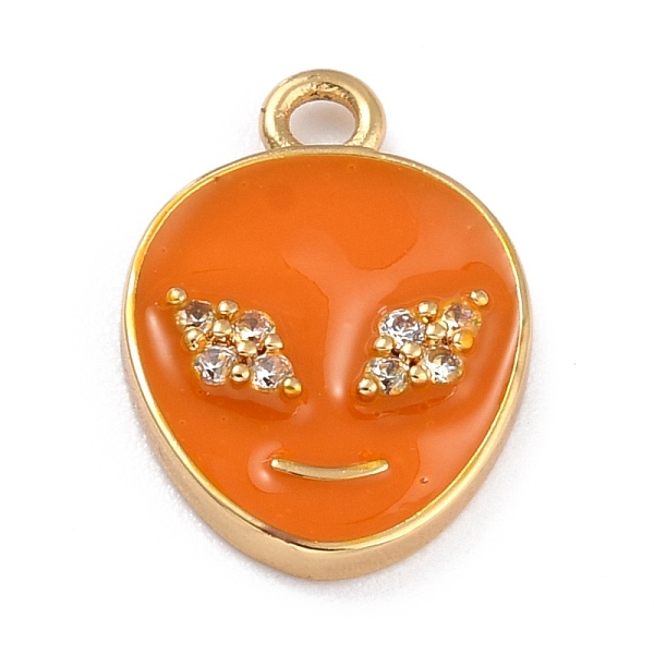 

PandaHall Golden Plated Brass Micro Pave Clear Cubic Zirconia Pendants, with Enamel, Long-Lasting Plated, Extra-terrestrial, Orange...