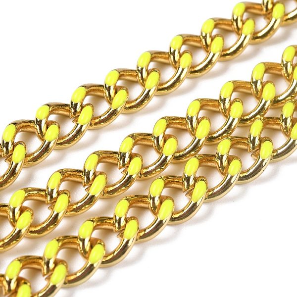 

PandaHall Golden Brass Enamel Curb Chain, Twisted Chain, Long-Lasting Plated, with Spool, Unwelded, Yellow, 10.5x8x3.5mm, 32.8 Feet...