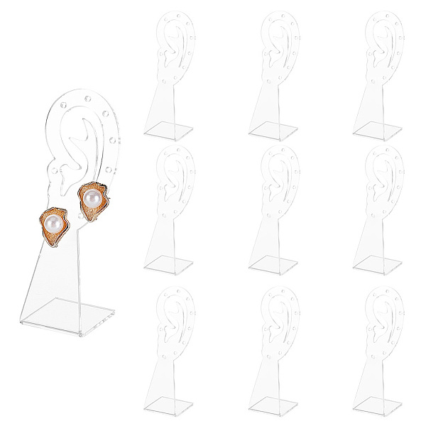 

PandaHall AHANDMAKER 10 Pcs Acrylic Earring Display Holder, Ear-Shape Jewelry Earring Display Stand Rack, 9 Holes Earring Hanger Board..., Clear