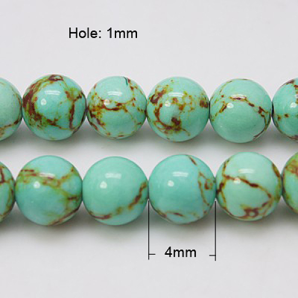 

PandaHall Synthetic Turquoise Beads Strands, Dyed, Round, Pale Turquoise, 4mm, Hole: 1mm, about 95pcs/strand, 15.7 inch Synthetic Turquoise..., Cyan